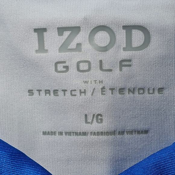 IZOD STRETCH GOLF GOLFING POLO SHIRT MENS LARGE WHITE GREEN BLUE EUC - Picture 4 of 12